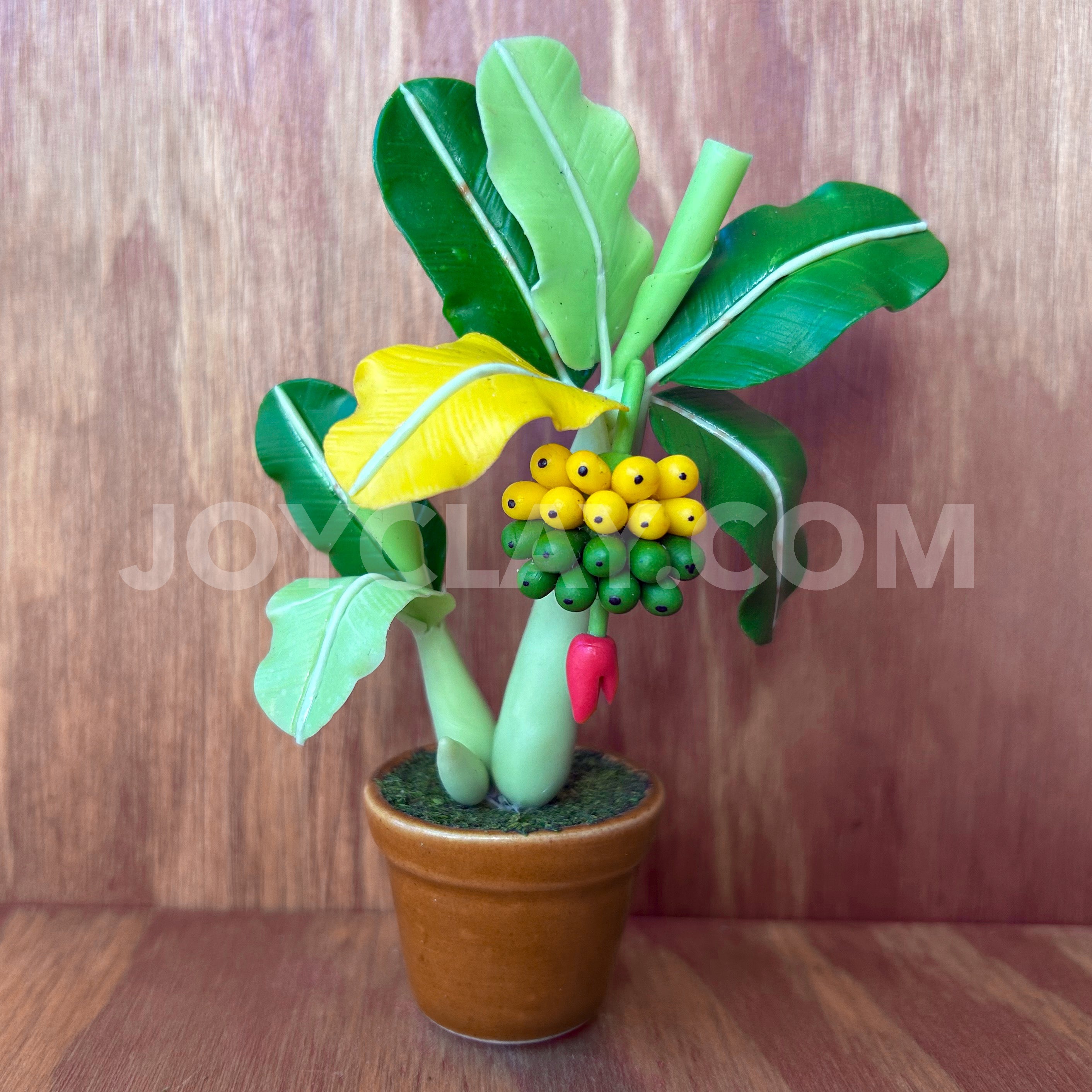 Banana Tree Small Mini Cute Clay Flower Hand Sculpted Plant