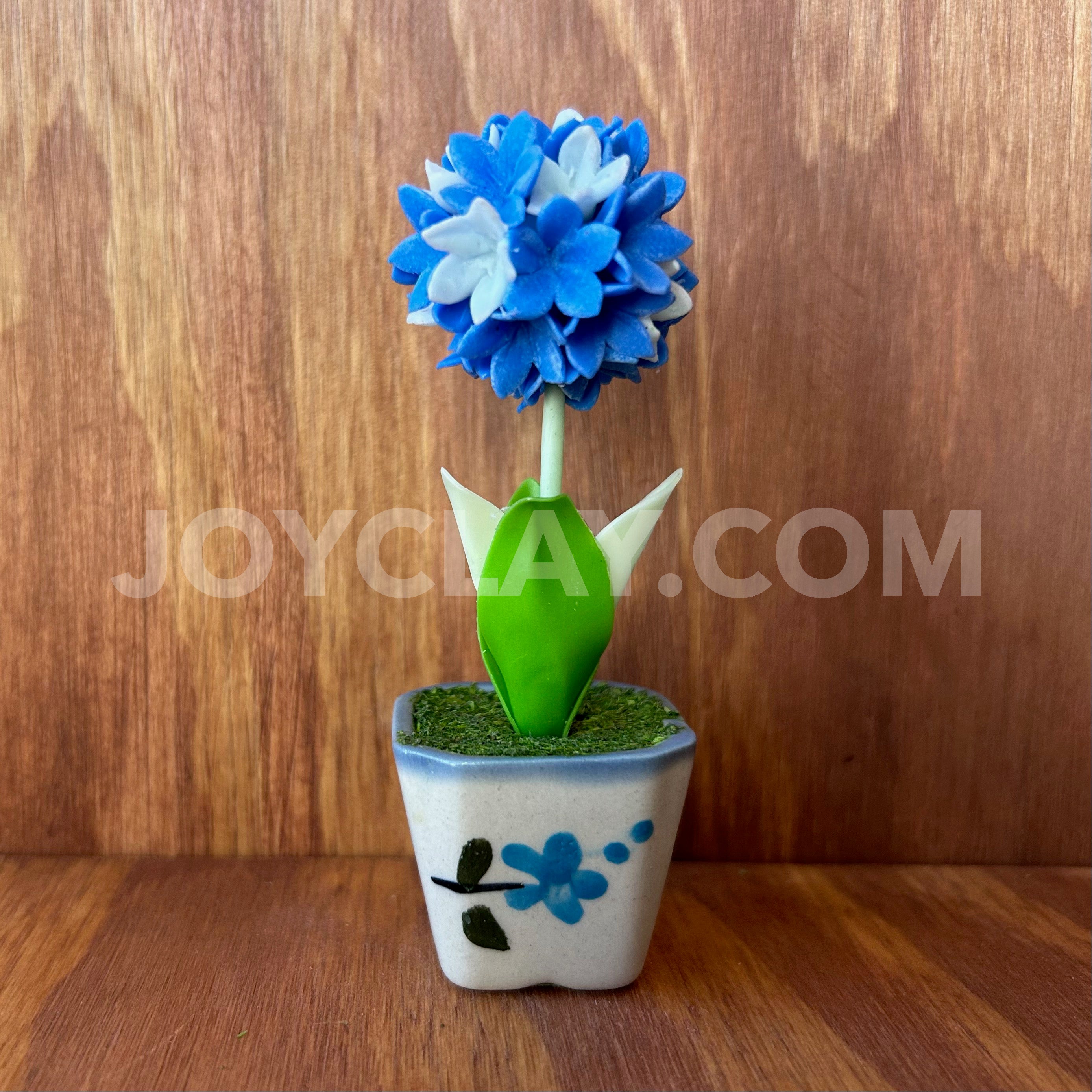 Blue Allium Small Mini Cute Clay Flower Hand Sculpted