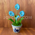 Blue Calla Lily Small Mini Cute Clay Flower Hand Sculpted