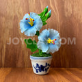 Blue Hibiscus Small Mini Cute Clay Flower Hand Sculpted