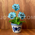 Blue Pansy Small Mini Cute Clay Flower Hand Sculpted