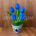 Blue Tulip Small Mini Cute Clay Flower Hand Sculpted