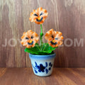 Orange Pansy Small Mini Cute Clay Flower Hand Sculpted