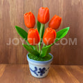 Orange Tulip Small Mini Cute Clay Flower Hand Sculpted