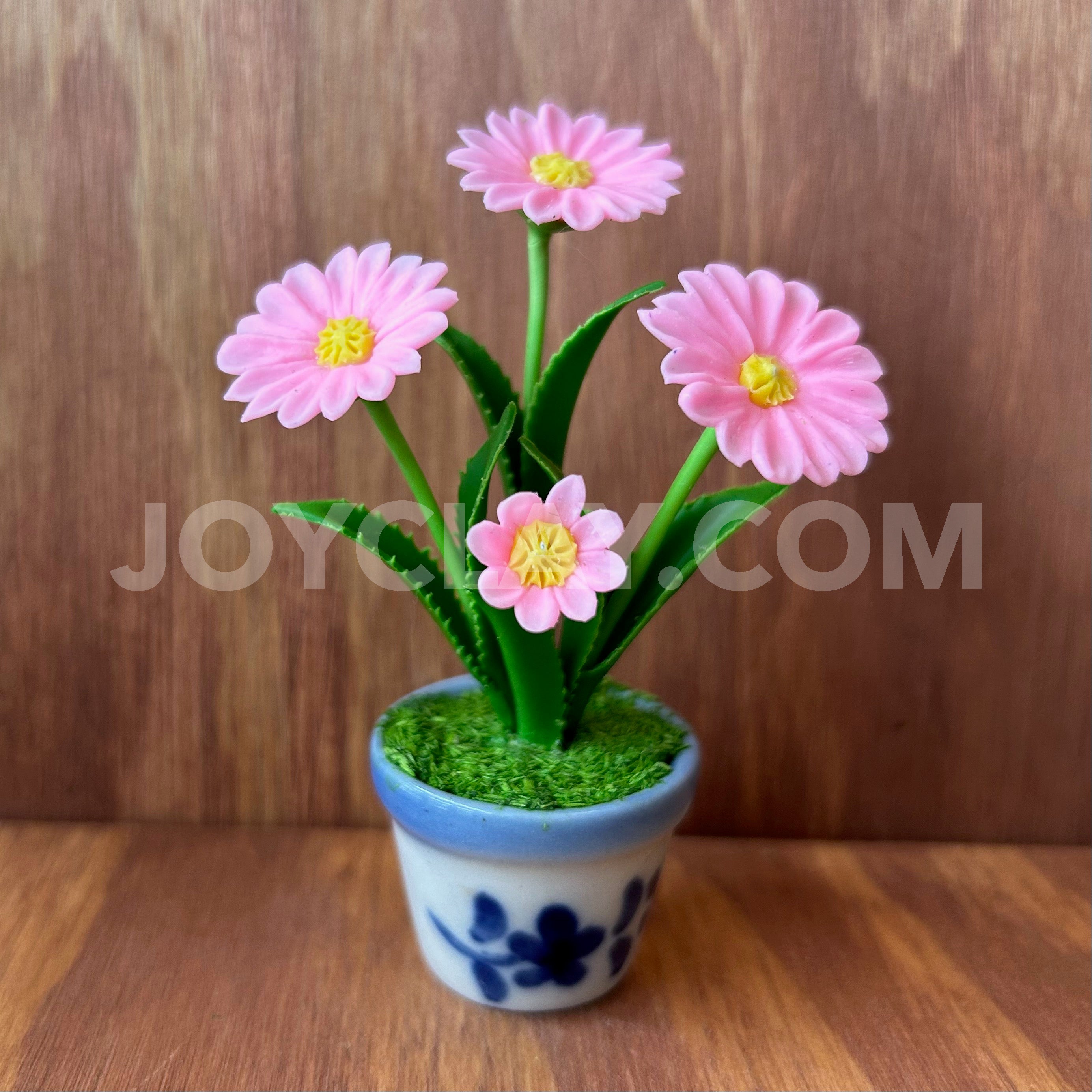 Pink Daisy Small Mini Cute Clay Flower Hand Sculpted