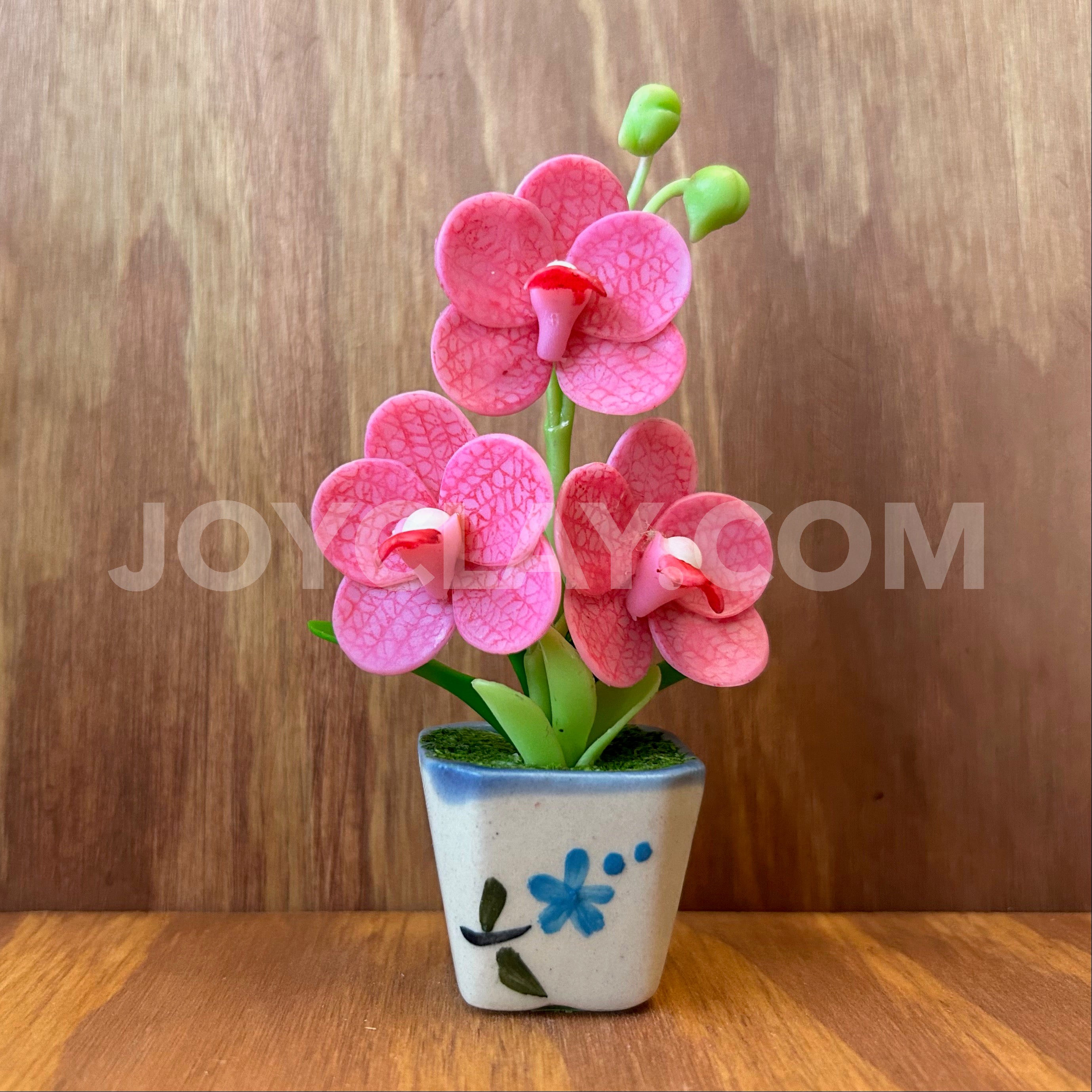 Pink Vanda Orchid Small Mini Cute Clay Flower Hand Sculpted