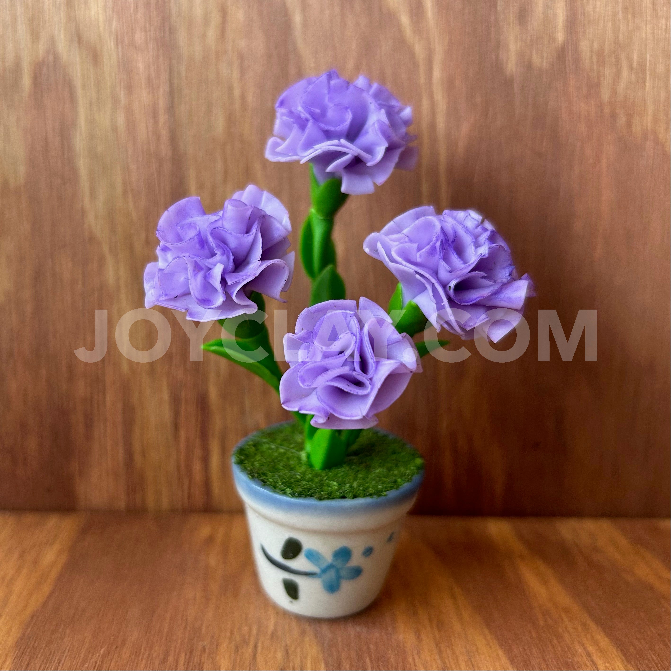 Purple Carnation Small Mini Cute Clay Flower Hand Sculpted