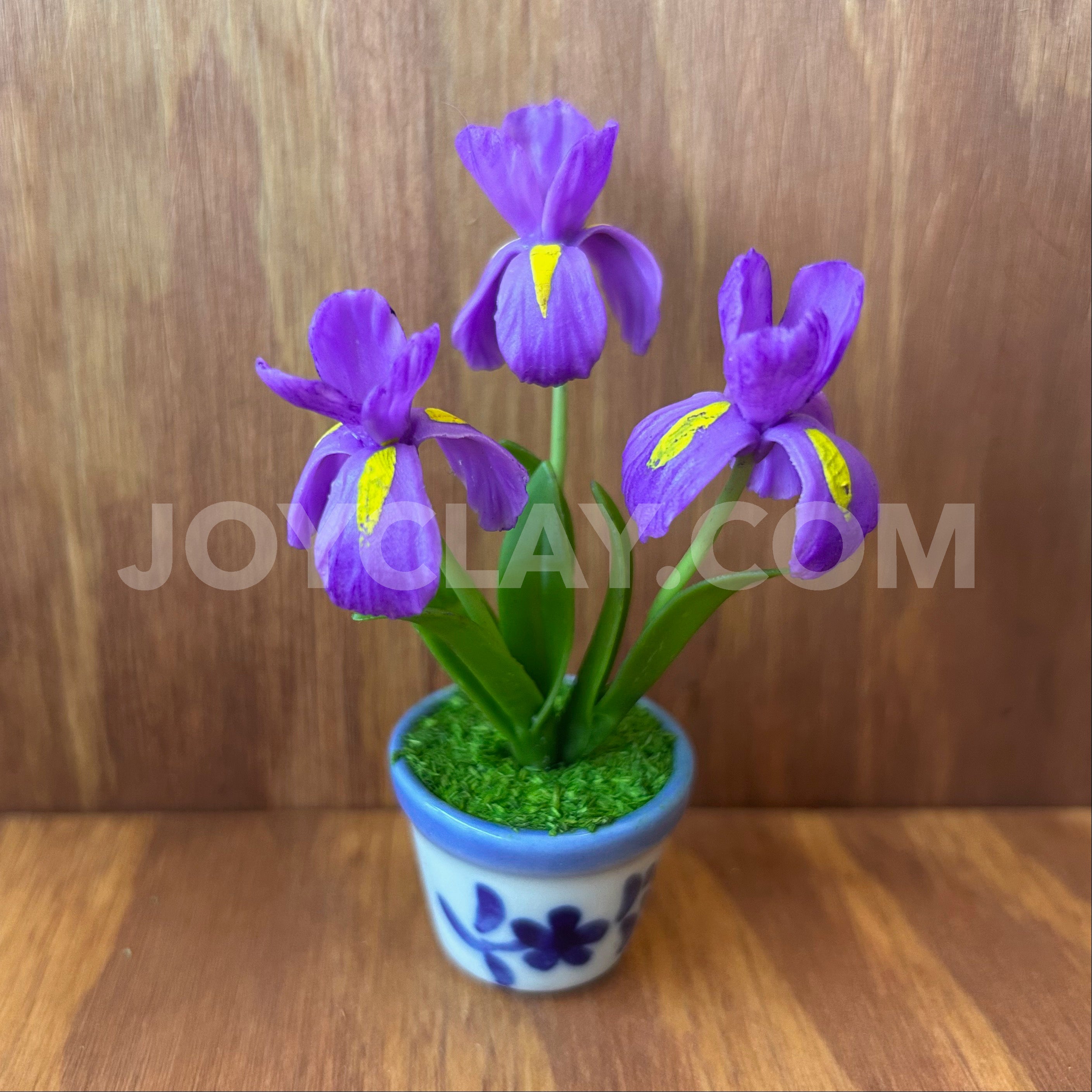 Purple Iris Small Mini Cute Clay Flower Hand Sculpted