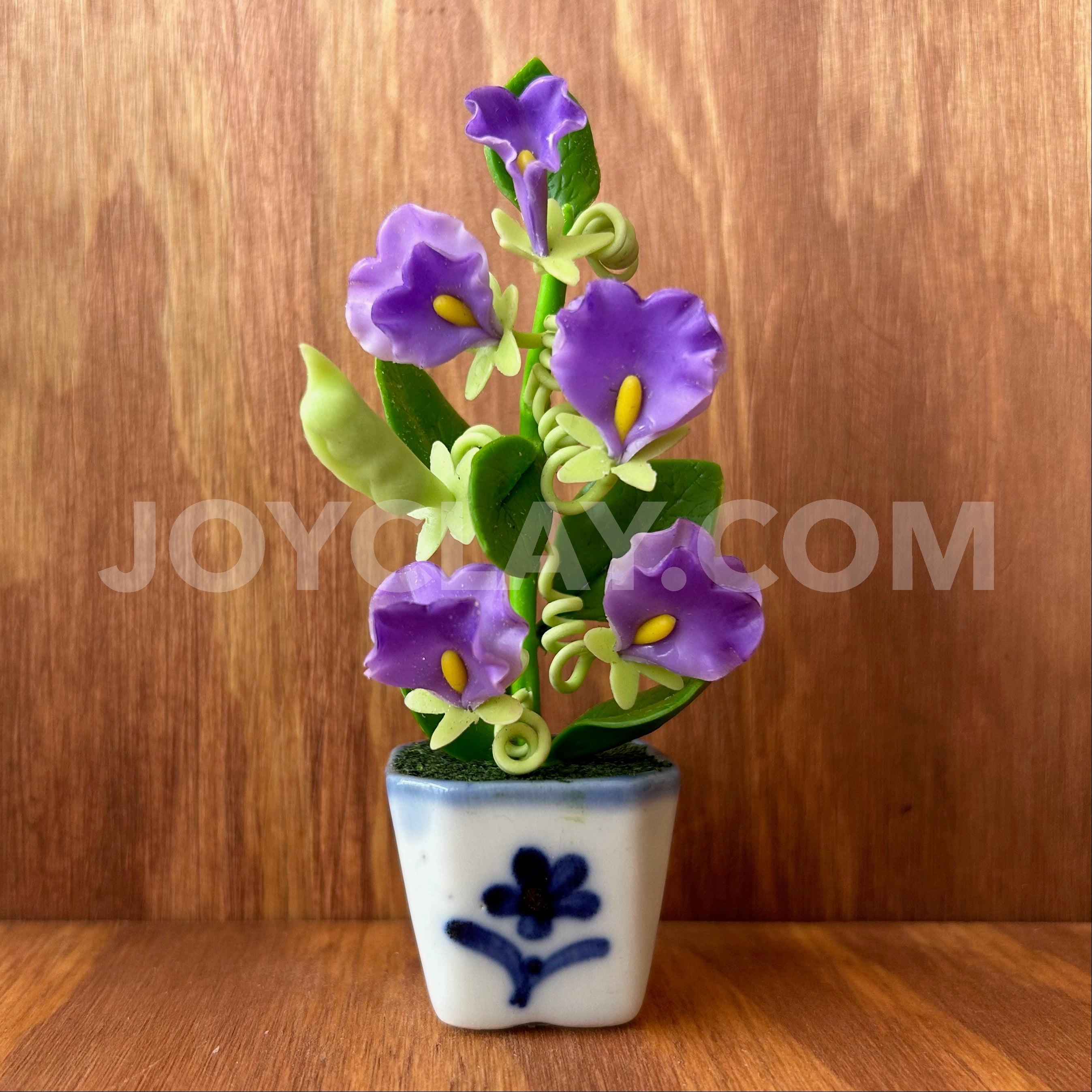 Purple Sweet Pea Small Mini Cute Clay Flower Hand Sculpted