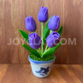 Purple Tulip Small Mini Cute Clay Flower Hand Sculpted
