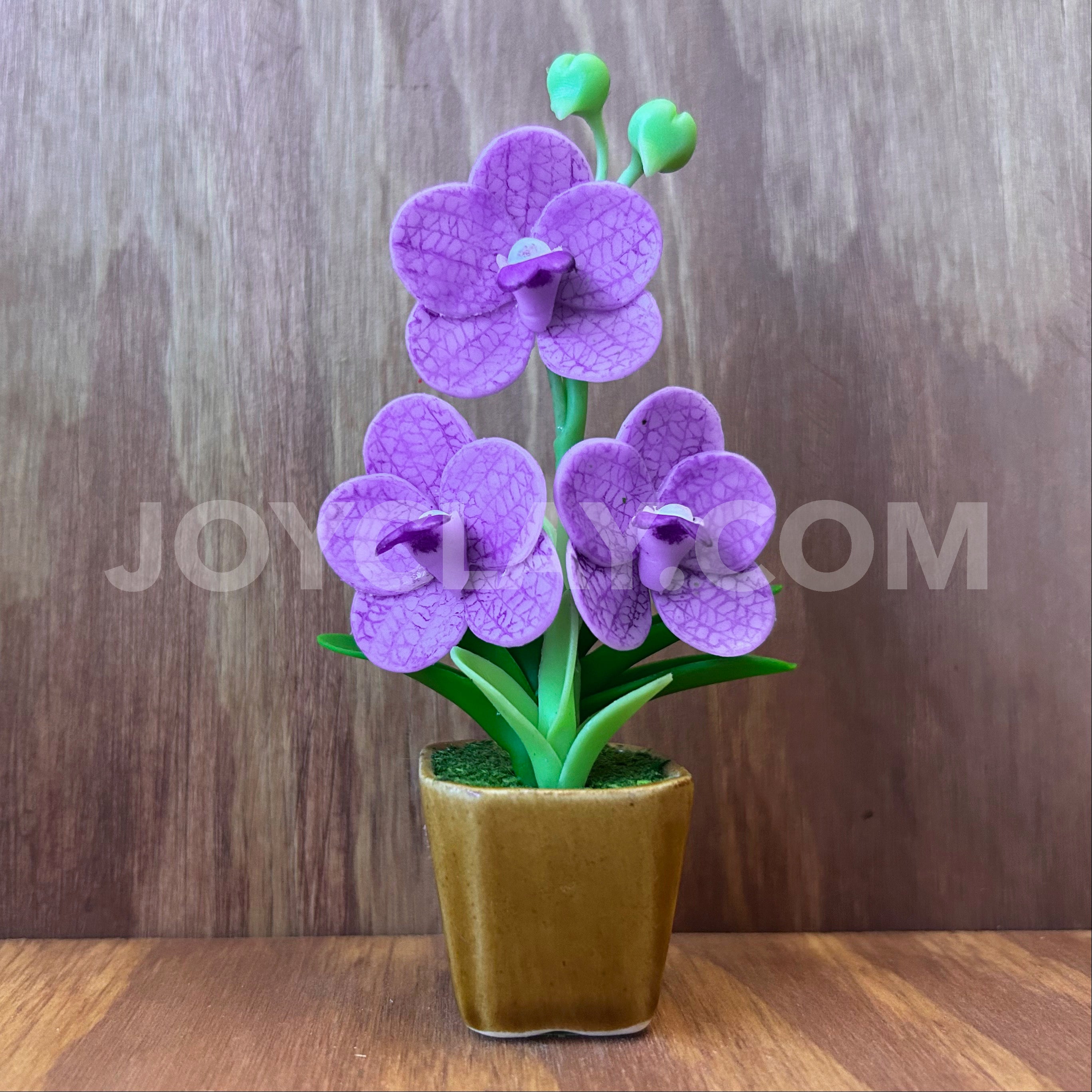 Purple Vanda Orchid Small Mini Cute Clay Flower Hand Sculpted