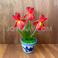 Red Iris Small Mini Cute Clay Flower Hand Sculpted