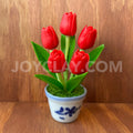 Red Tulip Small Mini Cute Clay Flower Hand Sculpted