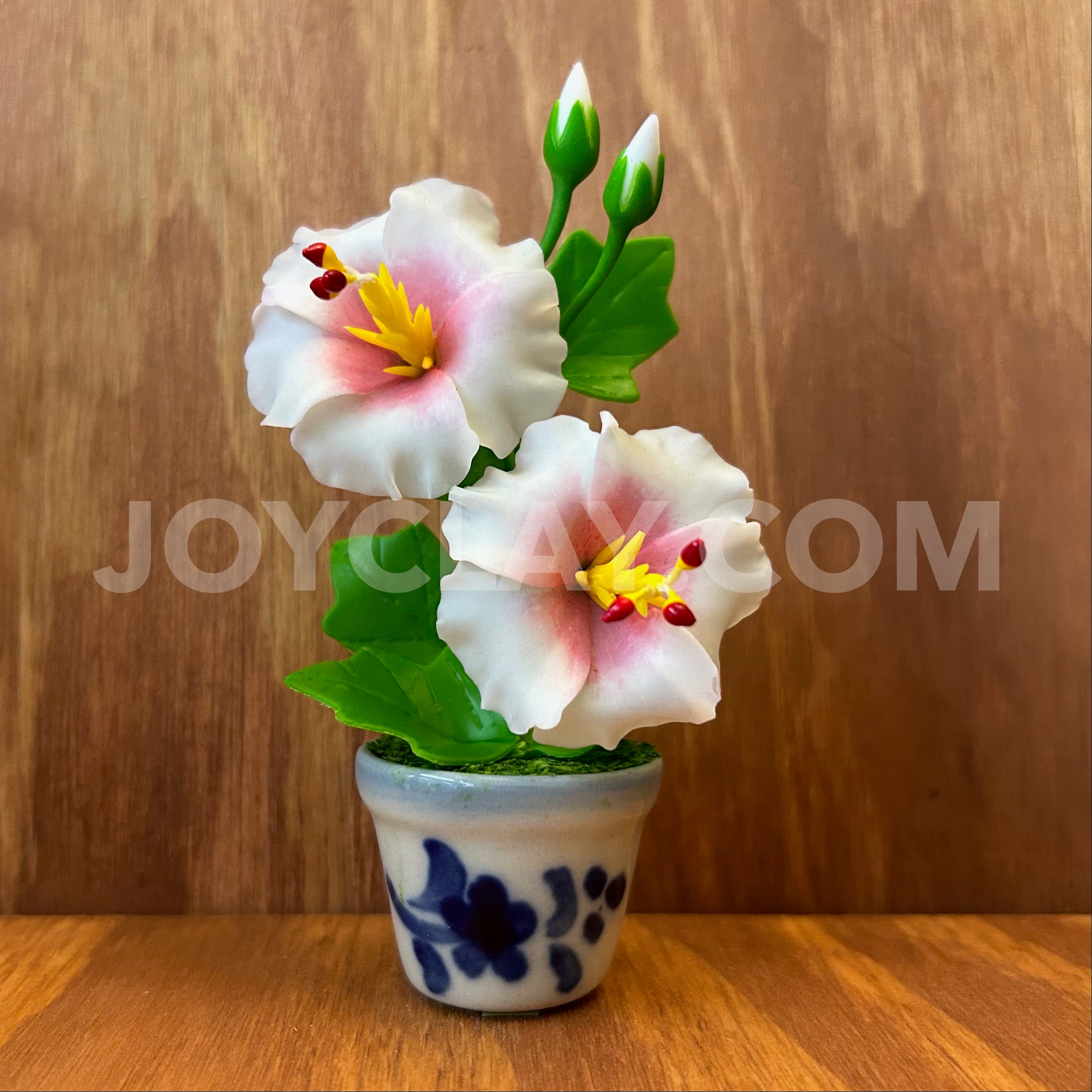 White Hibiscus Small Mini Cute Clay Flower Hand Sculpted